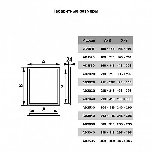Люк-дверца ревизионная Auramax AD3040, пластик, нажимная, с фланцем 296 x 396 мм, 318 x 418 мм фото