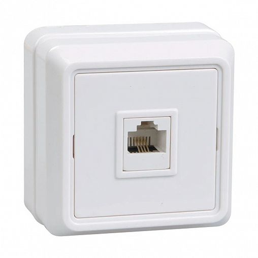 Розетка телефонная накладная RJ11 IEK Октава, IP20, белая фото