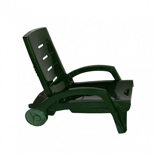 Шезлонг пластиковый складной на колесах  Стандарт Пластик 186 x 76,5 x 89 см темно-зеленый фото