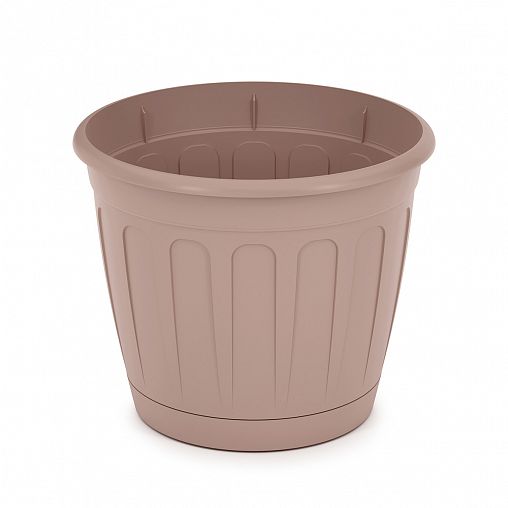 Горшок для цветов Альтернатива Дионис, с поддоном, 1,6 л, бежевый фото