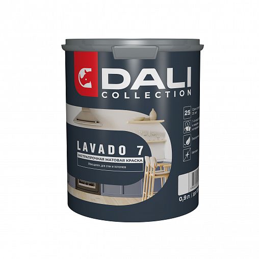 Краска для стен и потолков Dali Collection Lavado 7, матовая, база C, бесцветная, 0,9 л фото