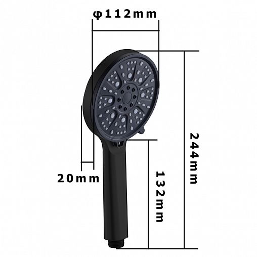 Лейка для душа Fashun A019-7, 3 режима, черная фото