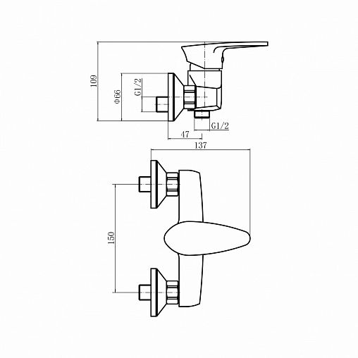 Смеситель для душа PLStart PL2005-7, черный фото