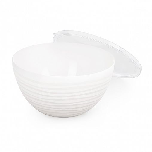 Салатник пластиковый Альтернатива Оазис, с крышкой, 4 л, белый фото