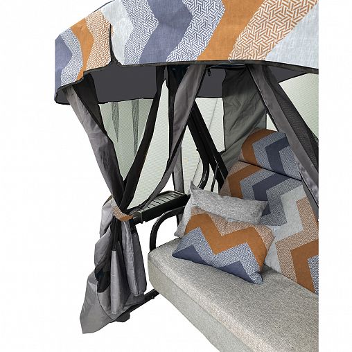 Качели садовые Ранго Премиум Руна, трехместные, 235 x 145 x 175 см, каркас графит фото