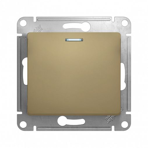 Выключатель 1-клавишный Systeme (Schneider) Electric Glossa, встраиваемый, с подсв., титан фото