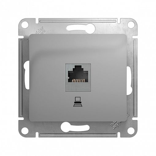 Розетка компьютерная встраиваемая RJ45 Systeme Electric Glossa, категория 5Е, алюминий фото