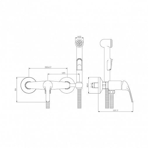 Гигиенический душ Rossinka Y25-52, хром фото