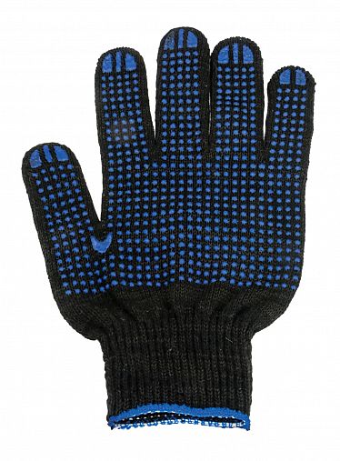 Перчатки х/б с ПВХ Люкс, размер 10, черные фото