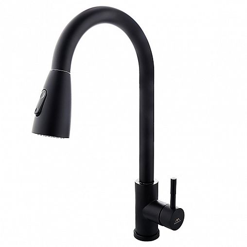 Смеситель для кухни Fashun A56109-7, с выдвижным изливом, черный фото