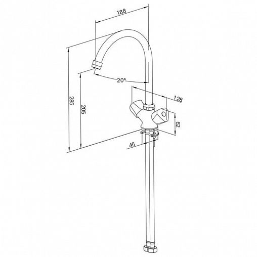 Смеситель для кухни Milardo Tring TRISB0JM05, двухвентильный, хром фото