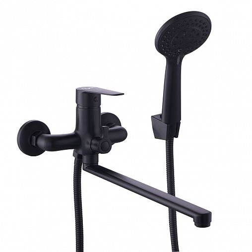 Смеситель для ванны с душем PLStart PD22054-7, с длинным изливом, черный фото