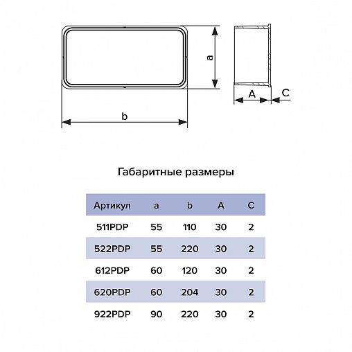 Заглушка плоских каналов Era 511PDP, пластик, 55 x 110 мм фото