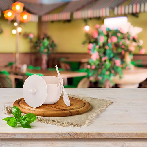 Сахарница Альтернатива Джелли, с ложкой, 0,4 л, белая фото