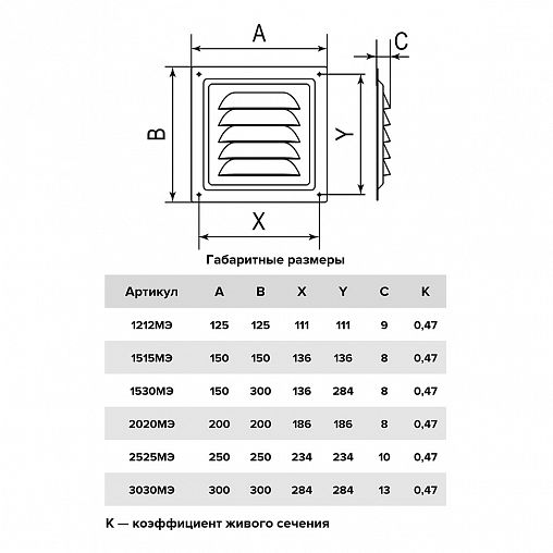 Решетка вентиляционная Era 1212МЭ кор, эмалированная сталь, с сеткой, 125 x 125 мм фото