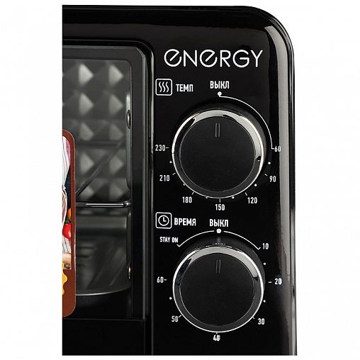 Мини-печь Energy GT-09A-B, 9 л, 650 Вт, таймер, термостат, черная фото