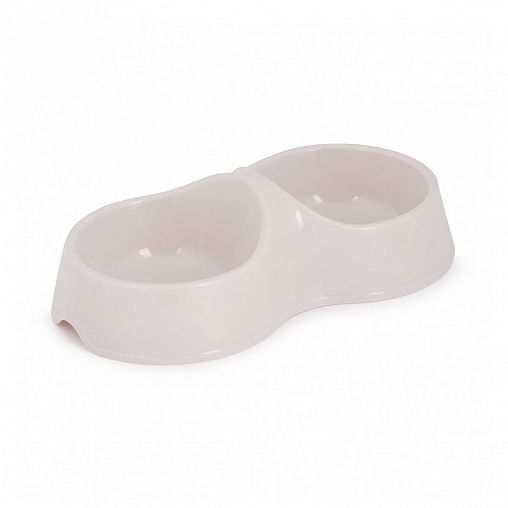 Миска для животных двойная Альтернатива, 0,2 л, бежевая фото