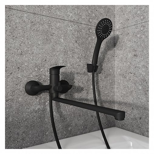 Смеситель для ванны с душем Milardo Rora, с длинным изливом, черный матовый фото