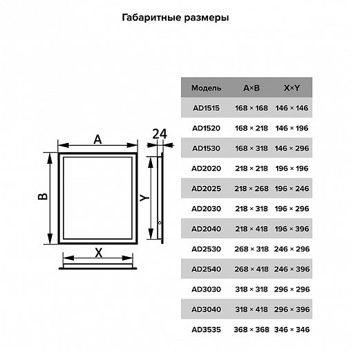 Люк-дверца ревизионная Auramax AD1530, пластик, нажимная, с фланцем 146 x 296 мм, 168 x 318 мм фото