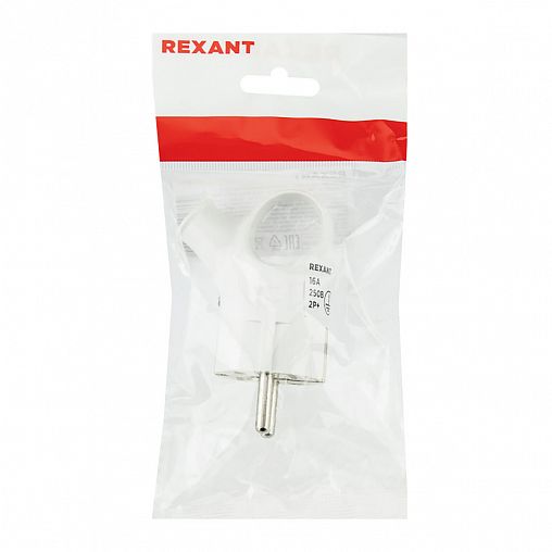 Вилка угловая Rexant Евро 11-8951, с заземлением, 16 A, белая фото