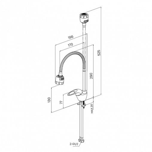 Смеситель для кухни Milardo Meal, с гибким изливом, глянцевый хром фото