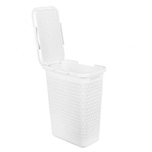 Корзина для белья Альтернатива Элемент, прямоугольная, 30 л, белая фото
