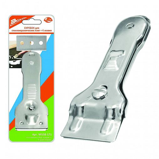 Скребок для стеклокерамических плит Мультидом MS58-171 + 4 лезвия фото
