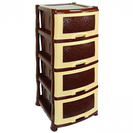Комод четырехсекционный Violet Ажур, 47 x 39 x 95 см, бежево-коричневый фото