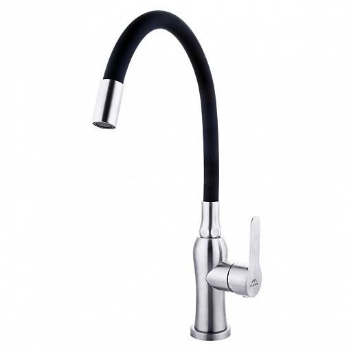 Смеситель для кухни Fashun A54801-7, с гибким изливом, сатин/черный фото