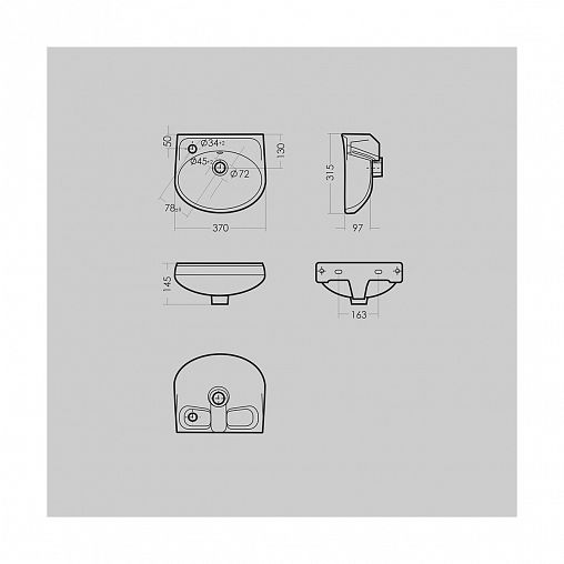 Раковина-мини Sanita Лада 37 ВКСЛ, 37 x 31,5 x 9,7 см, белая фото