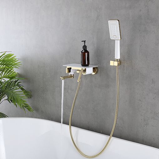 Смеситель для ванны Lemark Mista LM6414WG, однорычажный, белый/золото фото