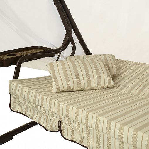 Качели садовые Olsa Турин C1555, трехместные, 236,5 x 138 x 181,5 см, каркас коричневый фото