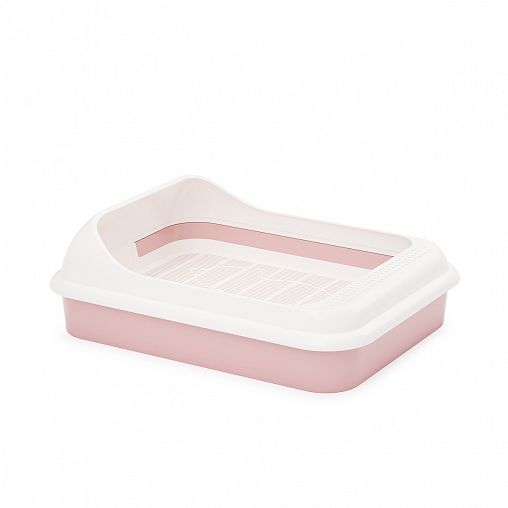 Лоток для животных Zoo Plast Лекси, с рамкой и решеткой, розовый фото