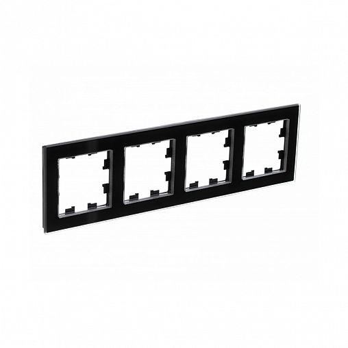 Рамка Systeme (Schneider) Electric Atlasdesign Nature, 4-поста, стекло, черный фото