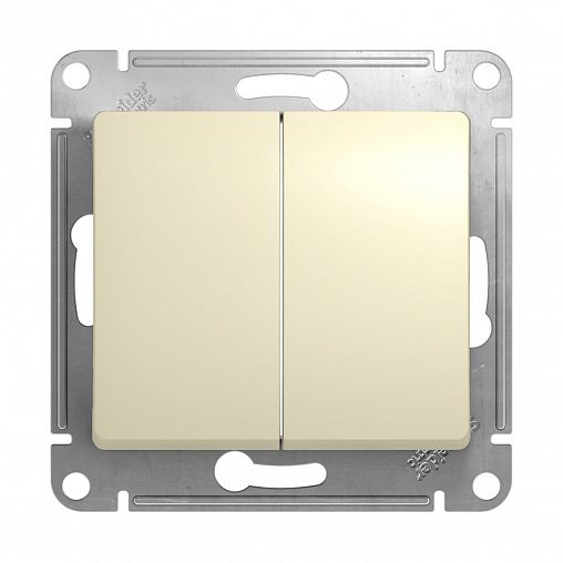 Переключатель 2-клавишный Systeme (Schneider) Electric Glossa, встраиваемый, бежевый фото