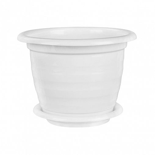 Горшок для цветов Альтернатива Виола, с поддоном, 3,5 л, белый фото