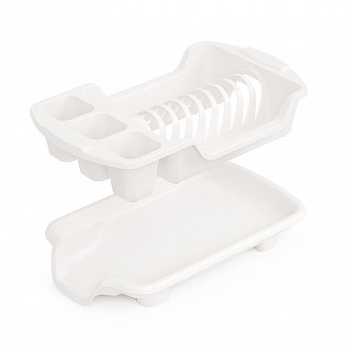 Сушилка для посуды и столовых приборов Альтернатива, со сливом, 43,5 x 26,5 x 12 см, белая фото