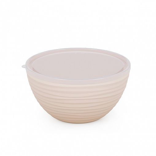 Салатник пластиковый Альтернатива Оазис, 2,5 л с крышкой, бежевый фото