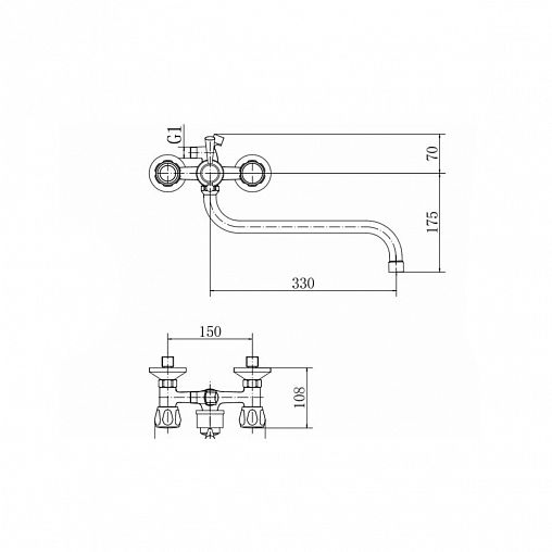 Смеситель для ванны с душем PLStart PL2209, с длинным изливом, хром фото