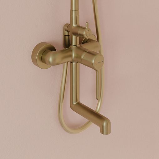 Душевая система с тропическим душем IDDIS Aiger, золото матовое фото