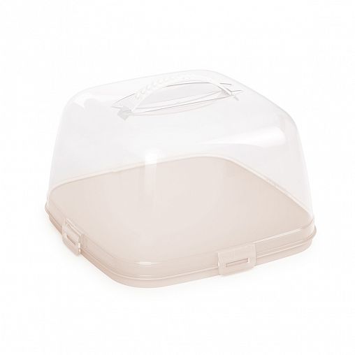 Тортовница Альтернатива, с крышкой, 28,5 x 28,5 x 17,5 см, светло-бежевая фото