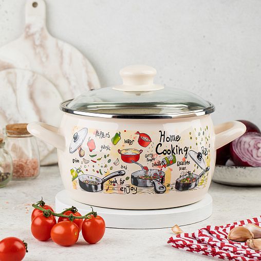 Набор эмалированных кастрюль Metrot Гурман, 6 предметов (кастрюли 2,4, 3,3, 5,7 л, крышки) фото