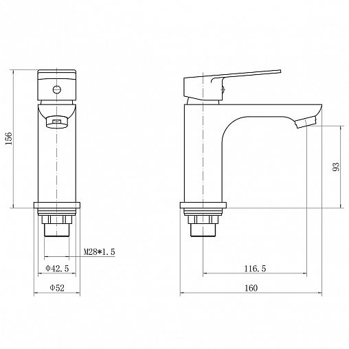 Смеситель для раковины с коротким изливом PLStart PD10015, хром фото