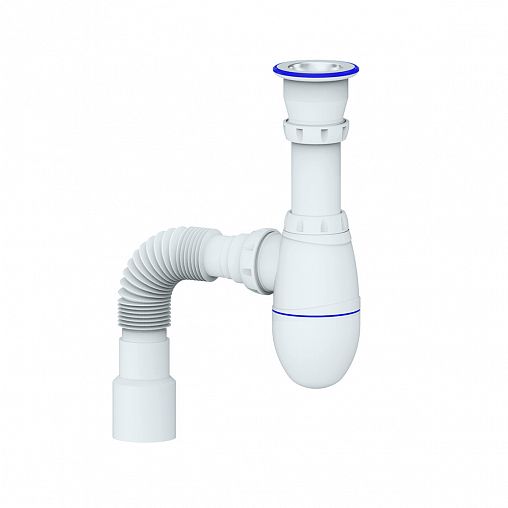 Сифон бутылочный Unicorn B320V, с выпуском 1 1/2" x 40 мм, c отводом, нержавеющей чашкой фото