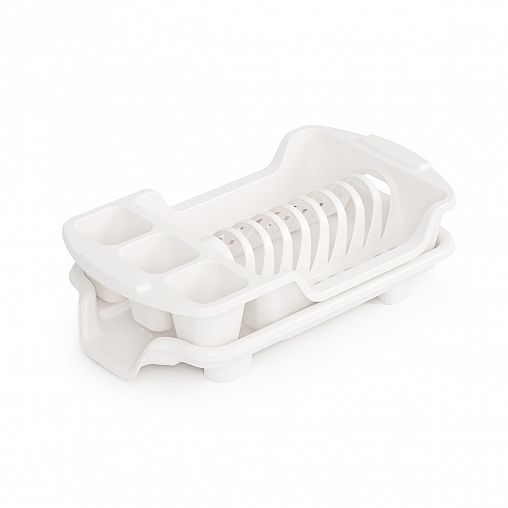 Сушилка для посуды и столовых приборов Альтернатива, со сливом, 43,5 x 26,5 x 12 см, белая фото