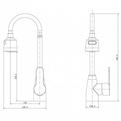 Смеситель для кухни PLStart PL4302, с гибким изливом, хром фото