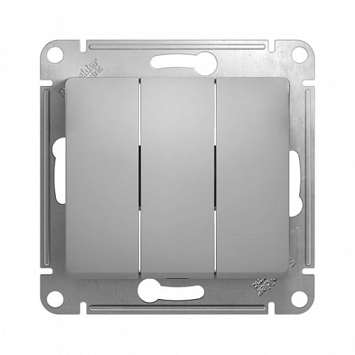 Выключатель 3-клавишный Systeme (Schneider) Electric Glossa, встраиваемый, алюминий фото