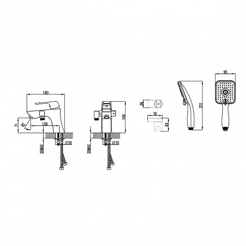 Смеситель на борт ванны Lemark Unit LM4515C, однорычажный, хром фото