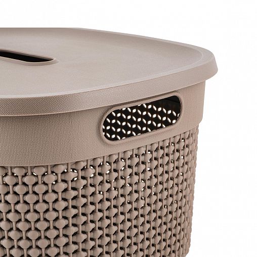 Корзина для хранения Plast Team Oslo, с крышкой, 18 л, шоколадный мокко фото