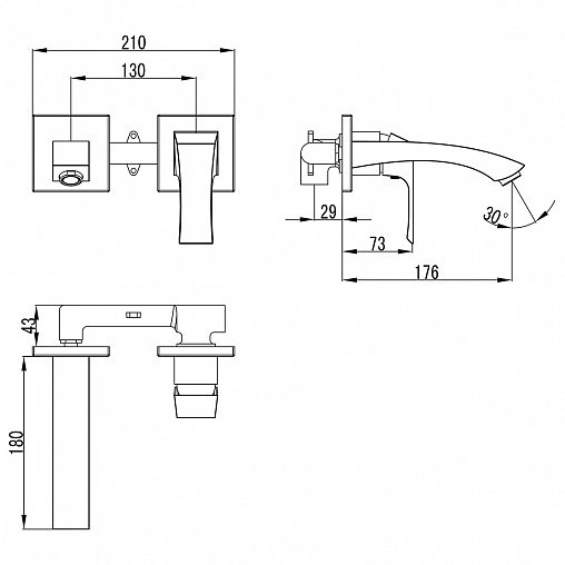 Смеситель для раковины Lemark Unit LM4526C, встраиваемый, однорычажный, хром фото